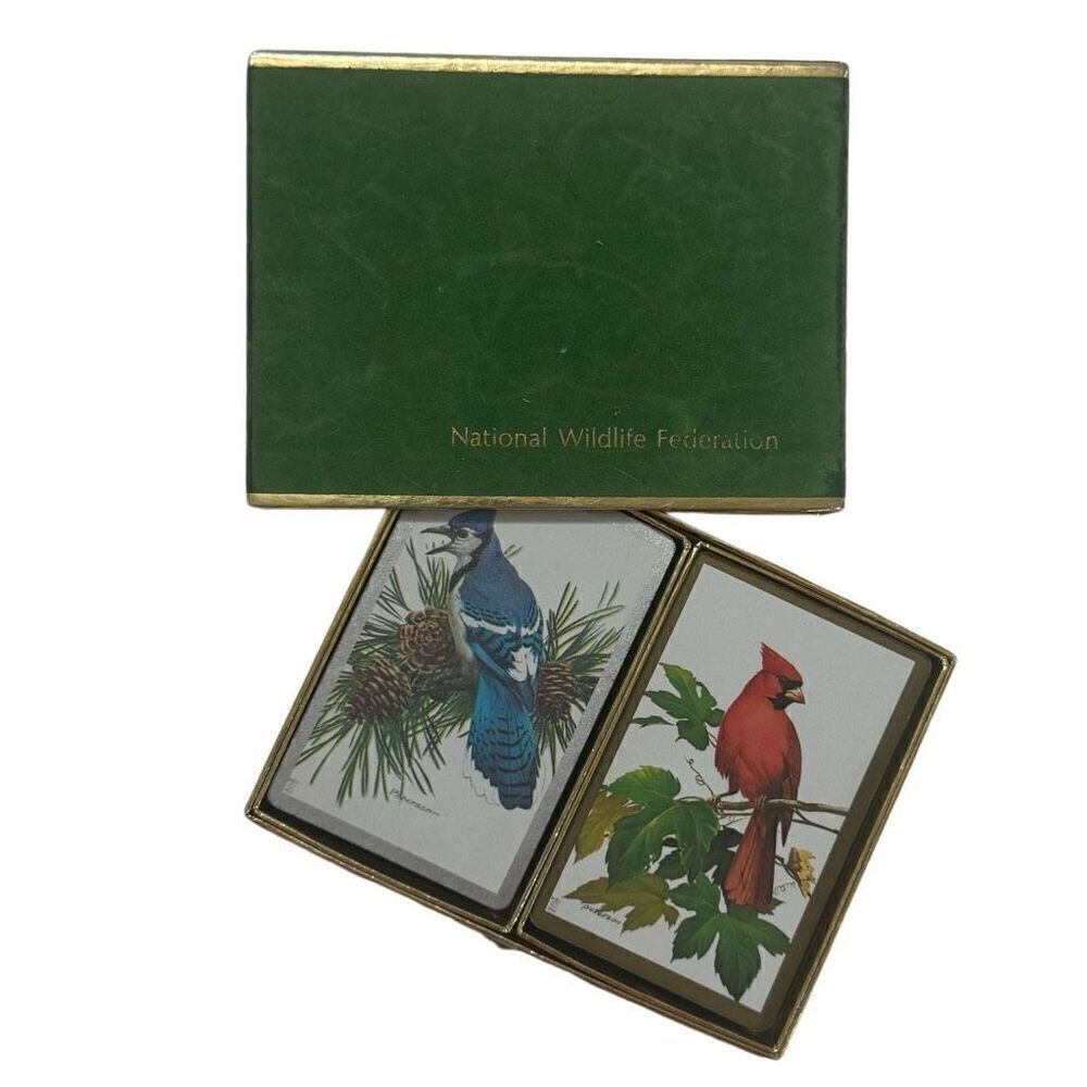 National Wildlife Foundation Cardinal Blue Jay Playing Card Decks 1960s Vintage